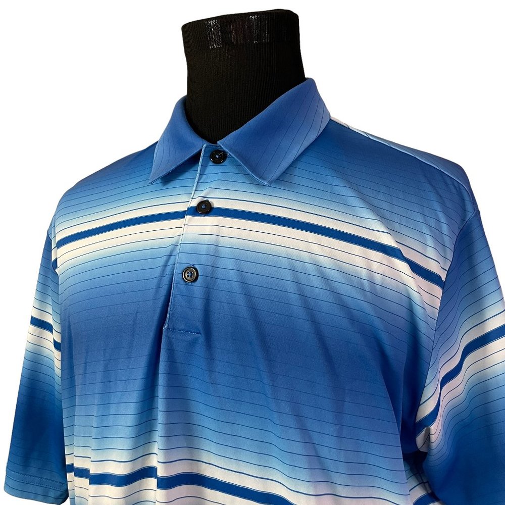 Adidas Men's Climalite Blue Striped Short Sleeve Polo Shirt XL - Picture 1 of 7